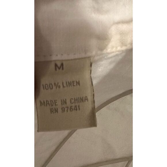 Beautiful J. Jill Love Linen Womens size medium beige white Long Sleeve Button D - Picture 7 of 8